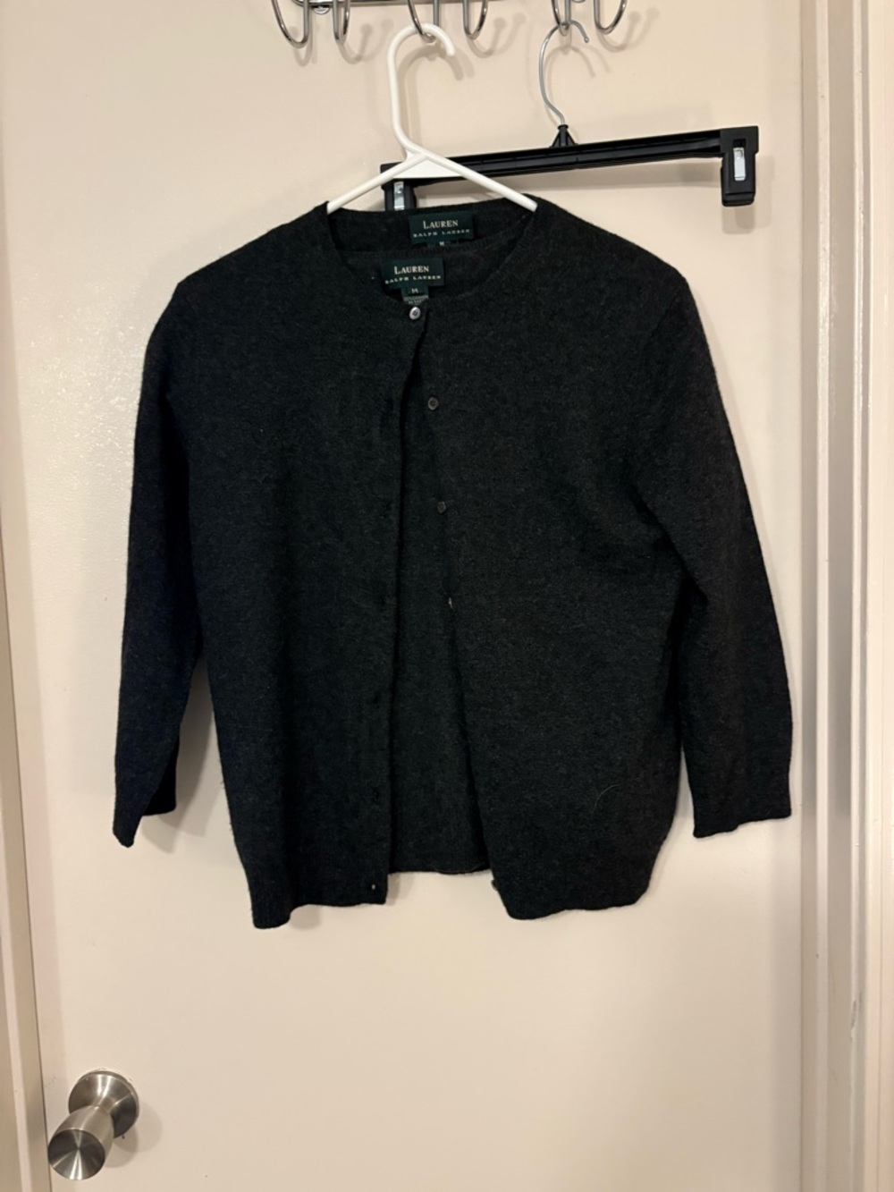 Ralph Lauren womens size medium grey cardigan and shirt set cashmere